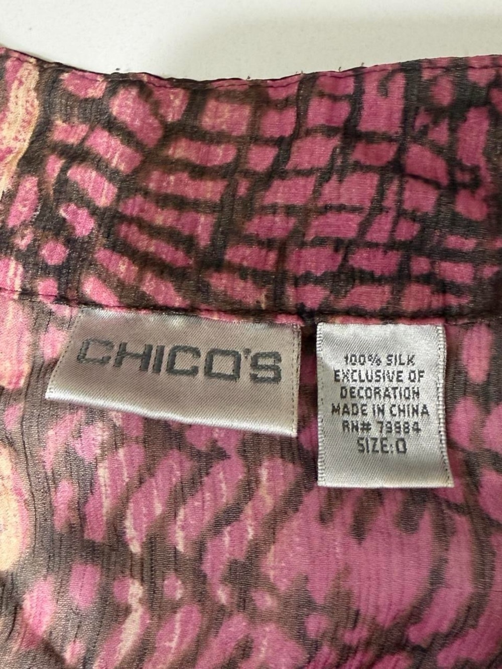 Chico's Embellished Sheer Animal-Print Tunic in Brown and Pink - Picture 7 of 8